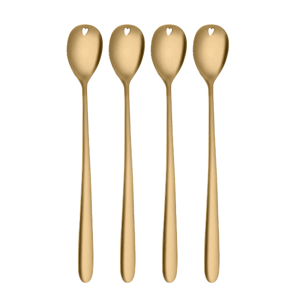 Lingurițe latte cu inimioară aurii set 4 buc. – Love Cutlery