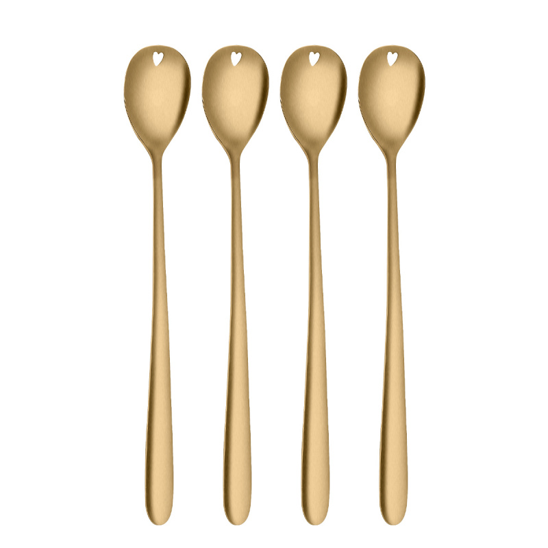 Lingurițe latte cu inimioară aurii set 4 buc. – Love Cutlery