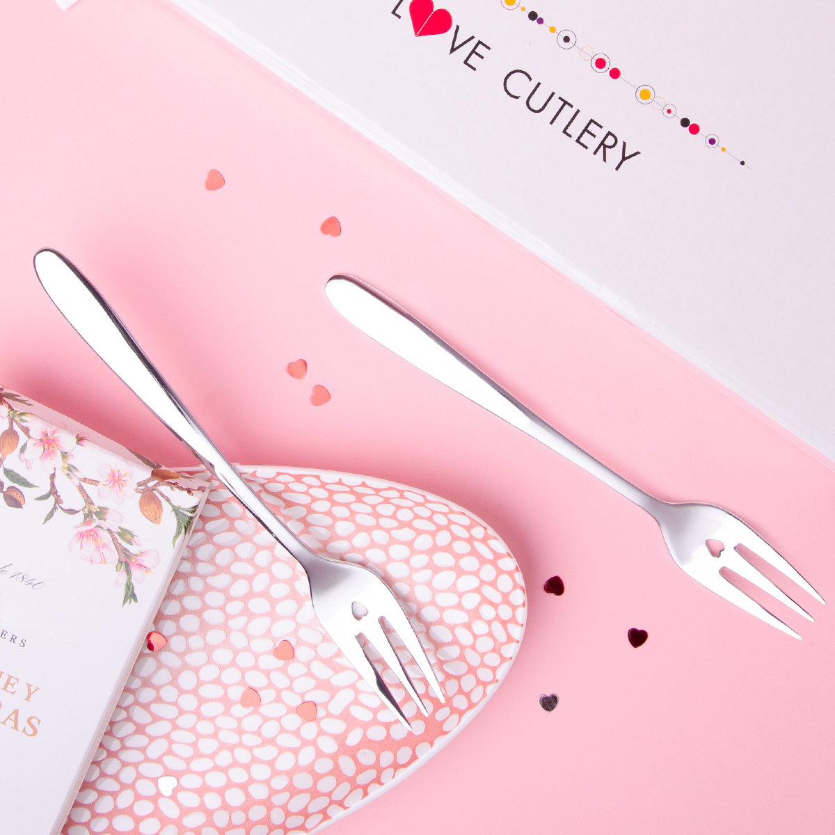 Furculițe pentru prăjituri cu inimioară 6 buc. | Love Cutlery