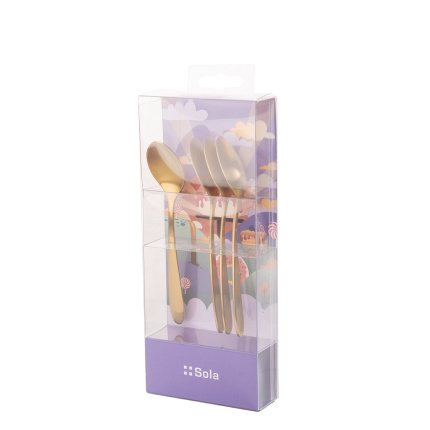 Set 4 lingurițe de cafea în ambalaj de Crăciun — Alpha PVD auriu