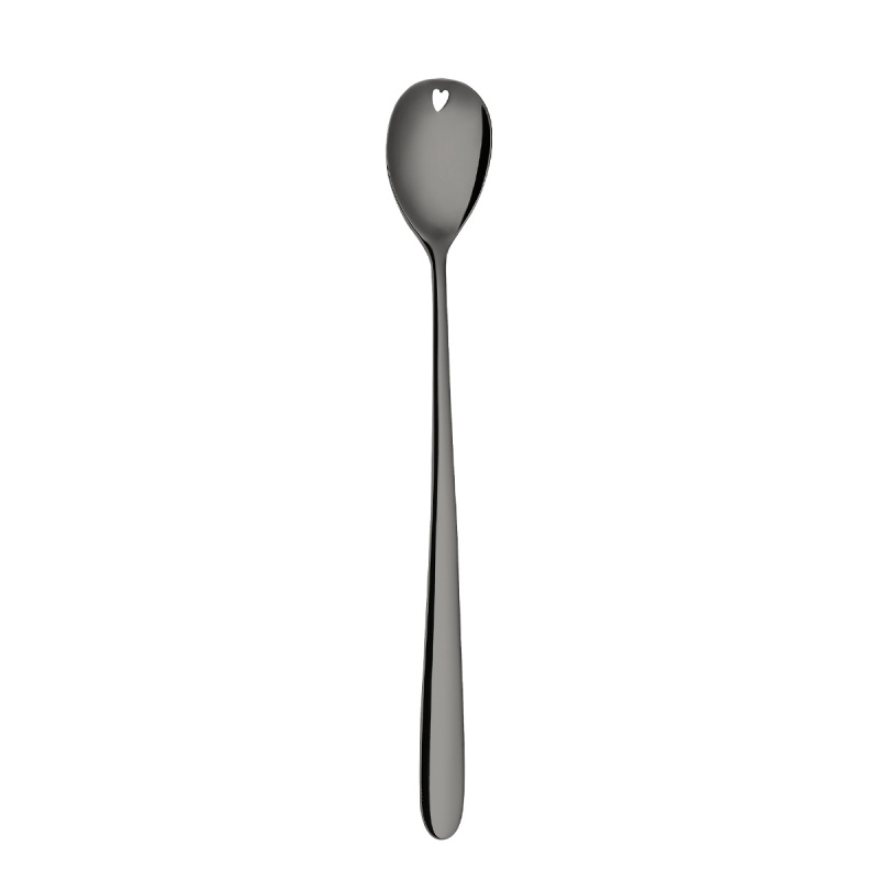 Linguriță latte cu inimioară PVD gri - Love Cutlery