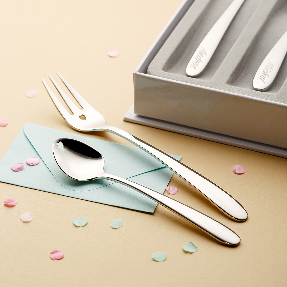 Furculițe pentru prăjituri cu inimioară 6 buc. | Love Cutlery
