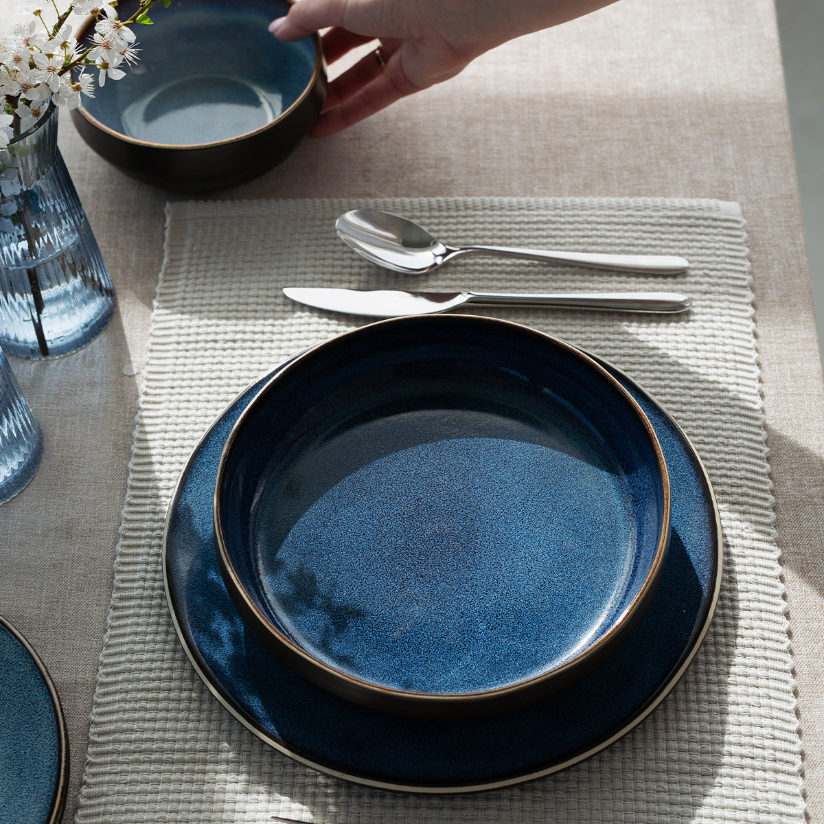 Set farfurii ceramice 18 piese – Gaya Elements Night Terra