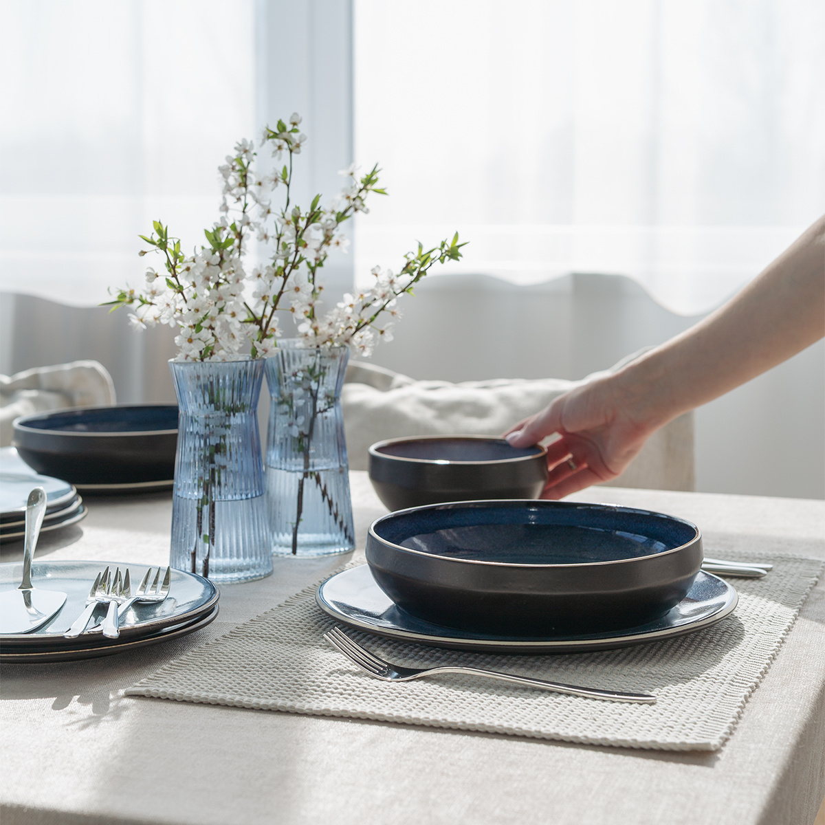 Set farfurii ceramice 18 piese – Gaya Elements Night Terra