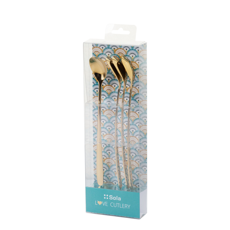 Lingurițe latte cu inimioară șampanie set 4 buc. – Love Cutlery