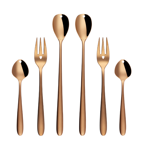 Set cadou cu inimioară 6 buc. auriu-roz — Love Cutlery
