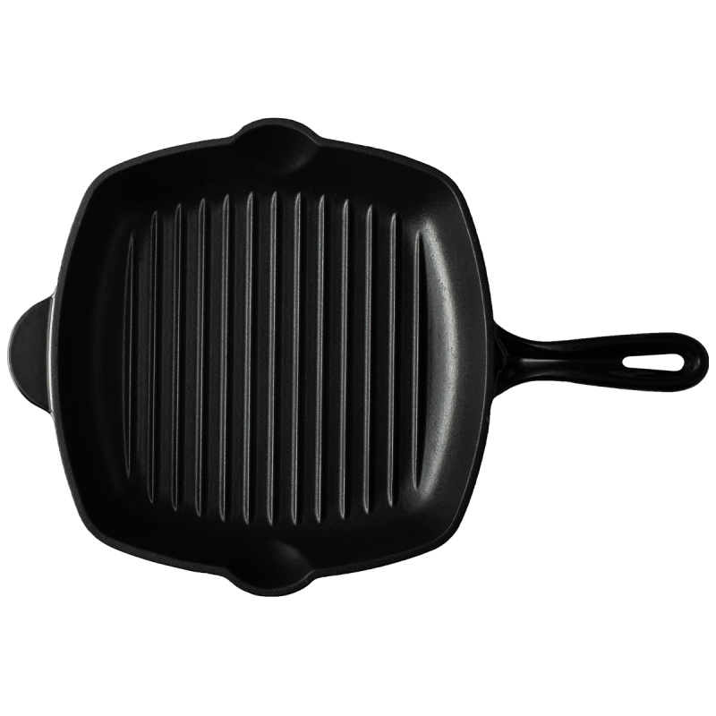 Tigaie grill din fontă emailată neagră, 27 x 27 cm - Jupiter Lunasol