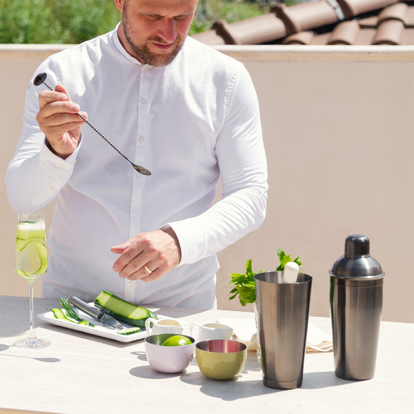 Shaker Boston 850 ml PVD negru mat – Basic Bar