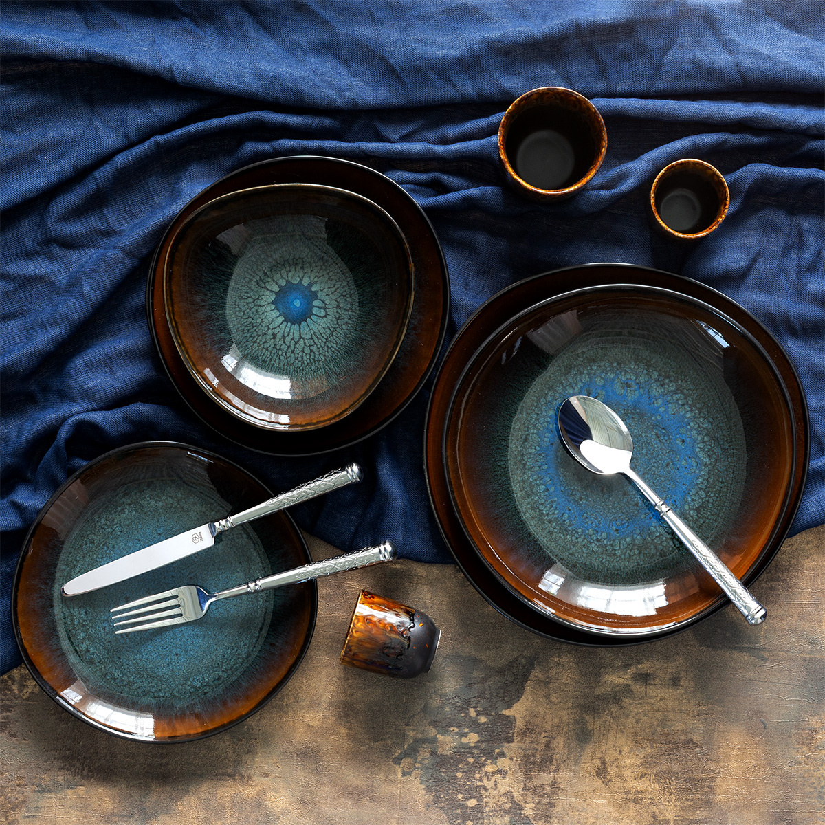 Set farfurii 12 buc. | Elements Amber Eye Organic