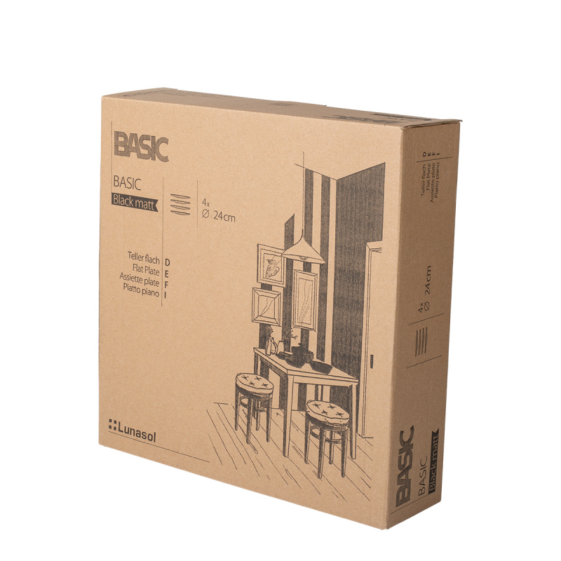 Farfurie întinsă 24 cm 4 buc - Basic negru mat