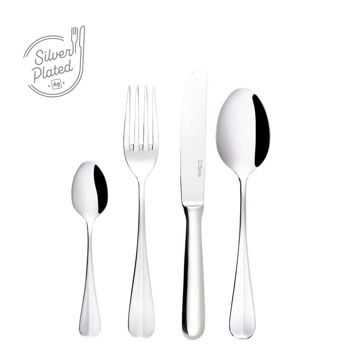 Set desert argintat 24 piese | Baguette Sola