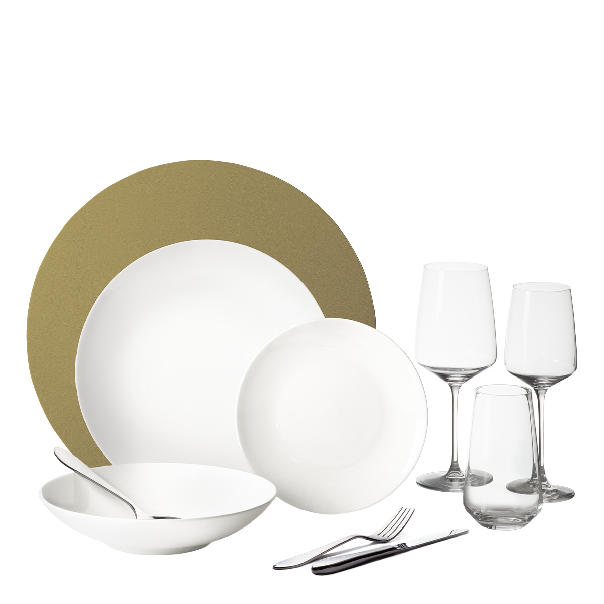 Set de veselă pentru începători 60 piese | Premium Platinum gold