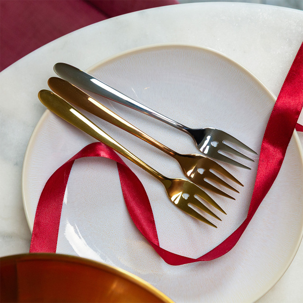 Set cadou cu inimioară 6 buc. auriu | Love Cutlery