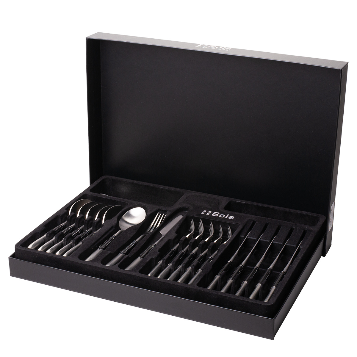 Set tacâmuri 24 piese | Gaya Exeter Black Sleeve