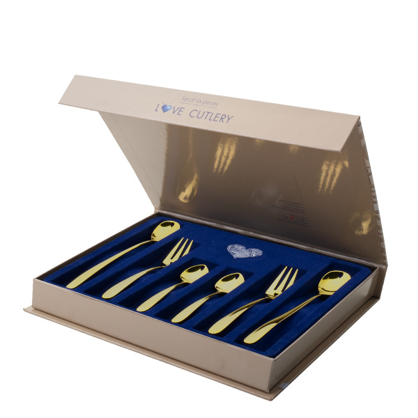 Set cadou cu inimioară 6 buc. auriu | Love Cutlery
