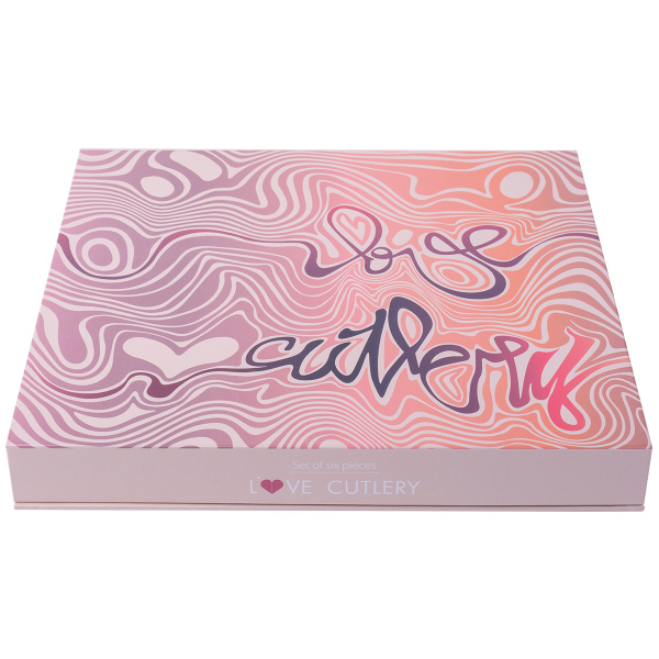 Set cadou cu inimioară 6 buc. auriu-roz — Love Cutlery