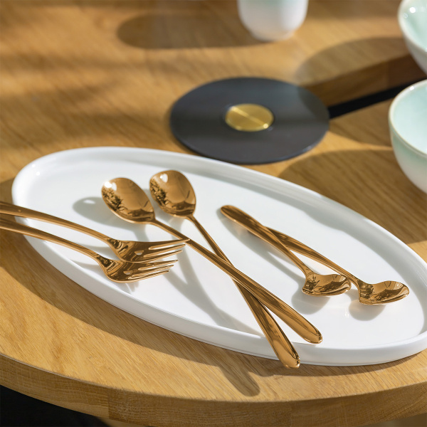 Set cadou cu inimioară 6 buc. auriu-roz — Love Cutlery