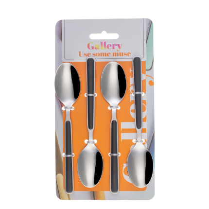 Set 4 lingurițe de cafea - Gallery negre