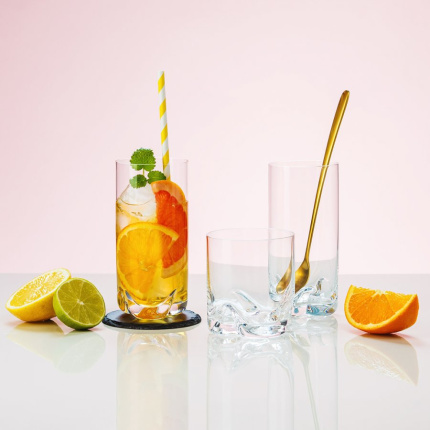 Pahare cu bază bej Long drink 350 ml set 6 buc - Anno Glas Lunasol Color
