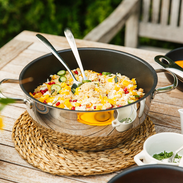 Wok Merkur cu capac de sticlă 9,6 l Master Chef Lunasol