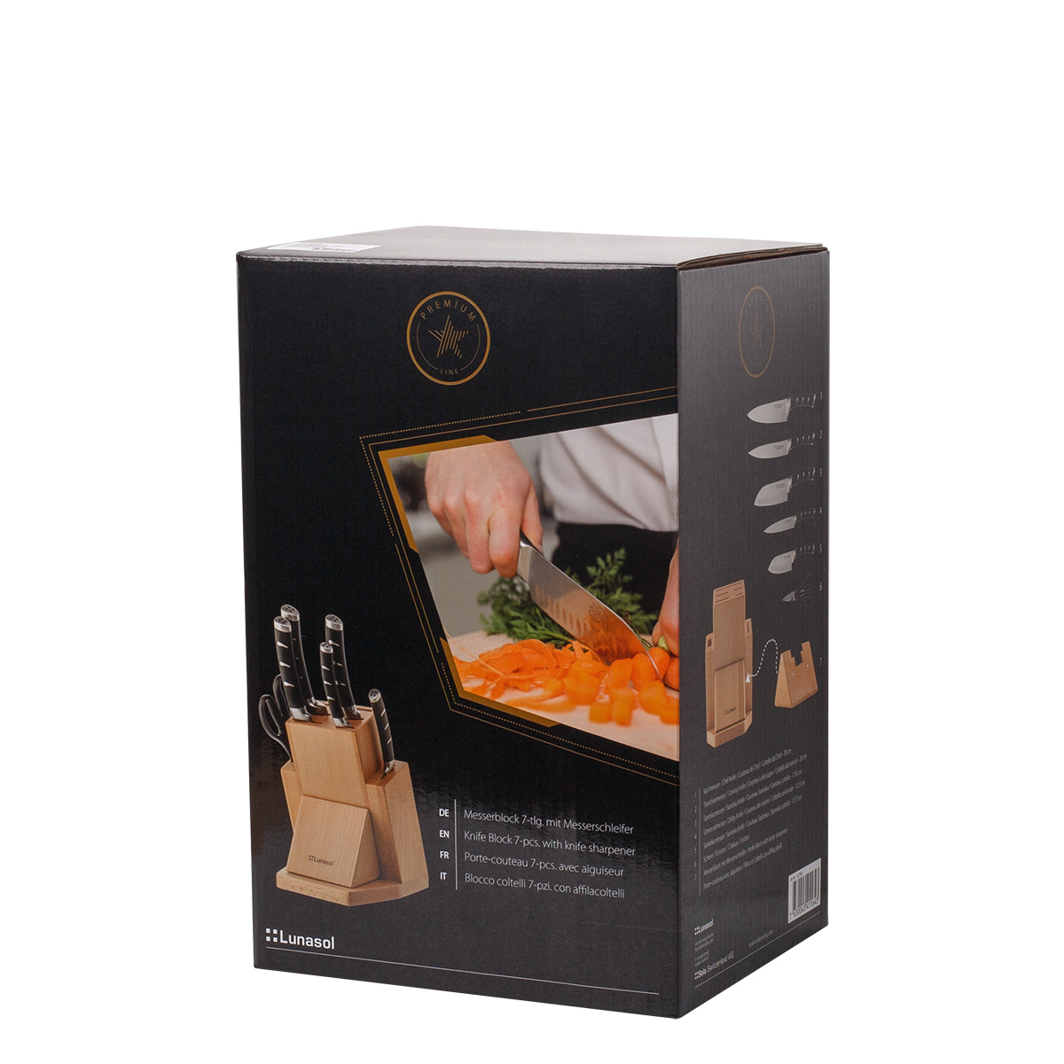 Set cuțite în suport cu ascuțitoare 7 piese - Flow Kitchen