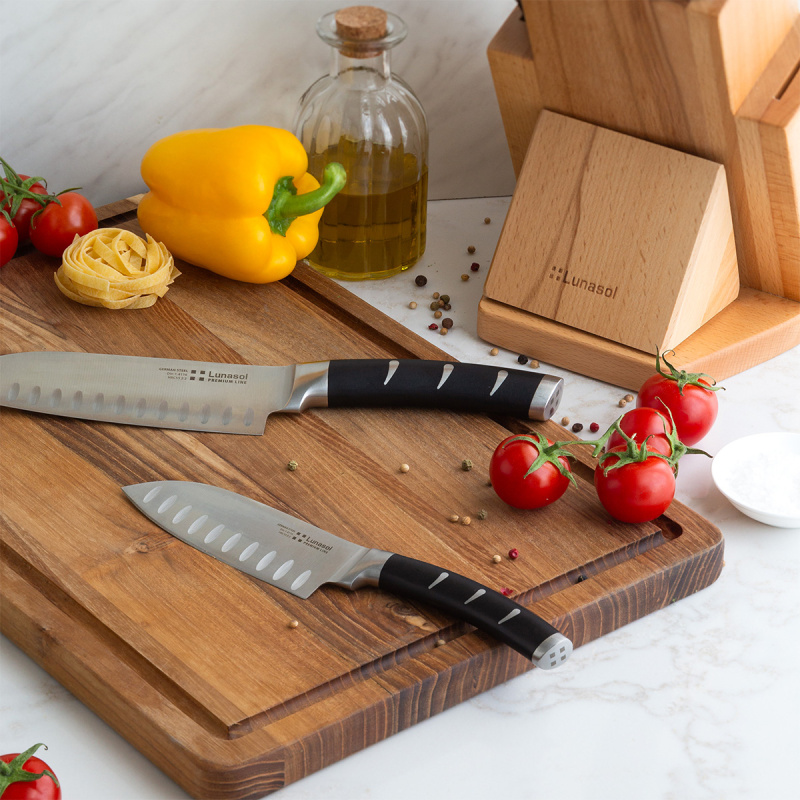 Set cuțite în suport cu ascuțitoare 7 piese - Flow Kitchen