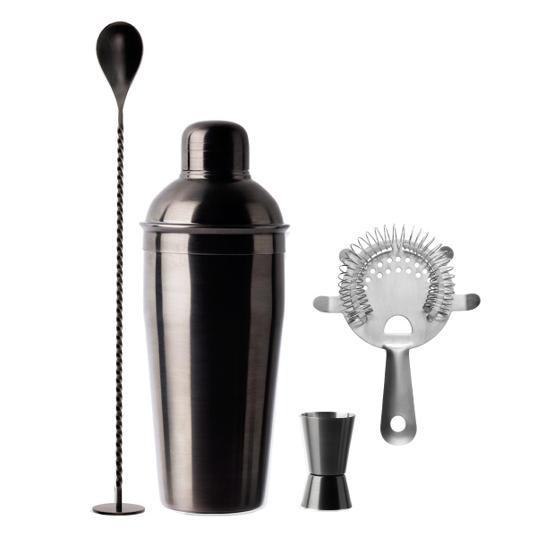 Set barman 4 piese PVD negru – Basic Bar