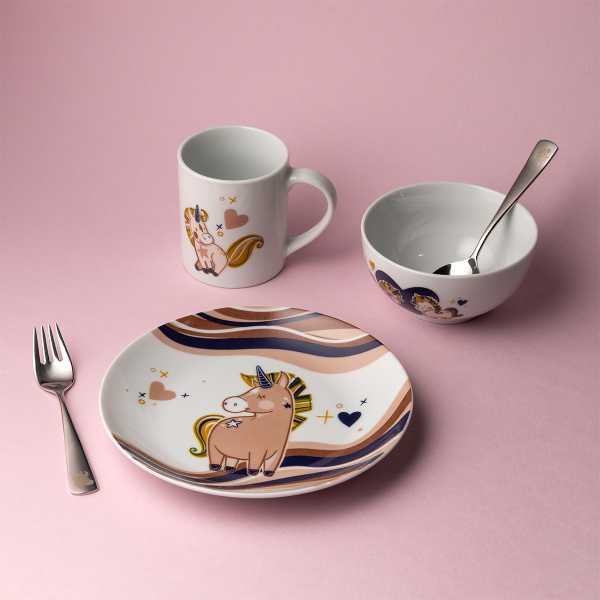 Set de porțelan pentru copii Unicorn 3 buc. – KIDS WORLD