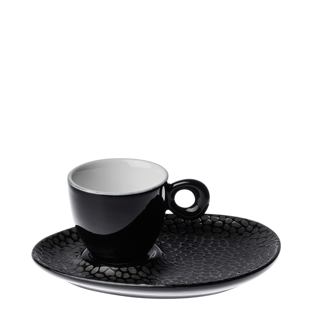Farfurioară pentru cafea Mokka structurată negru-gri – Flow