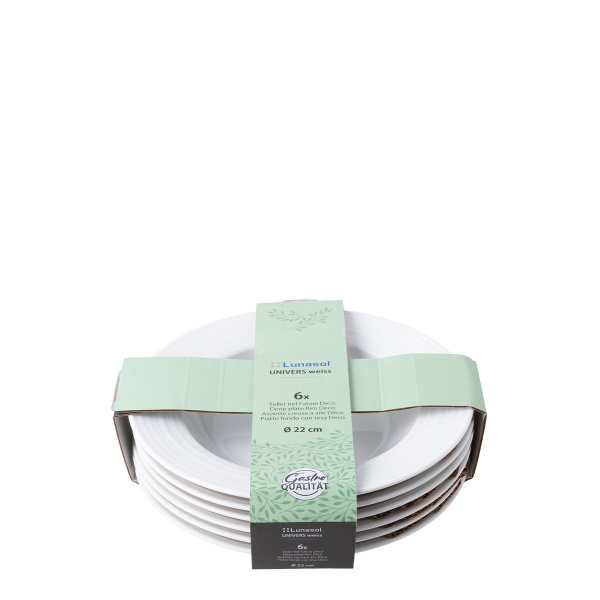 Farfurie adâncă cu margine Deco 22 cm set 6 buc. – UNIVERS alb