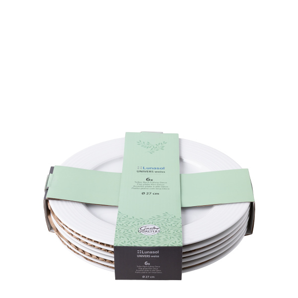 Farfurie întinsă cu margine Deco 27 cm set 6 buc. – UNIVERS alb