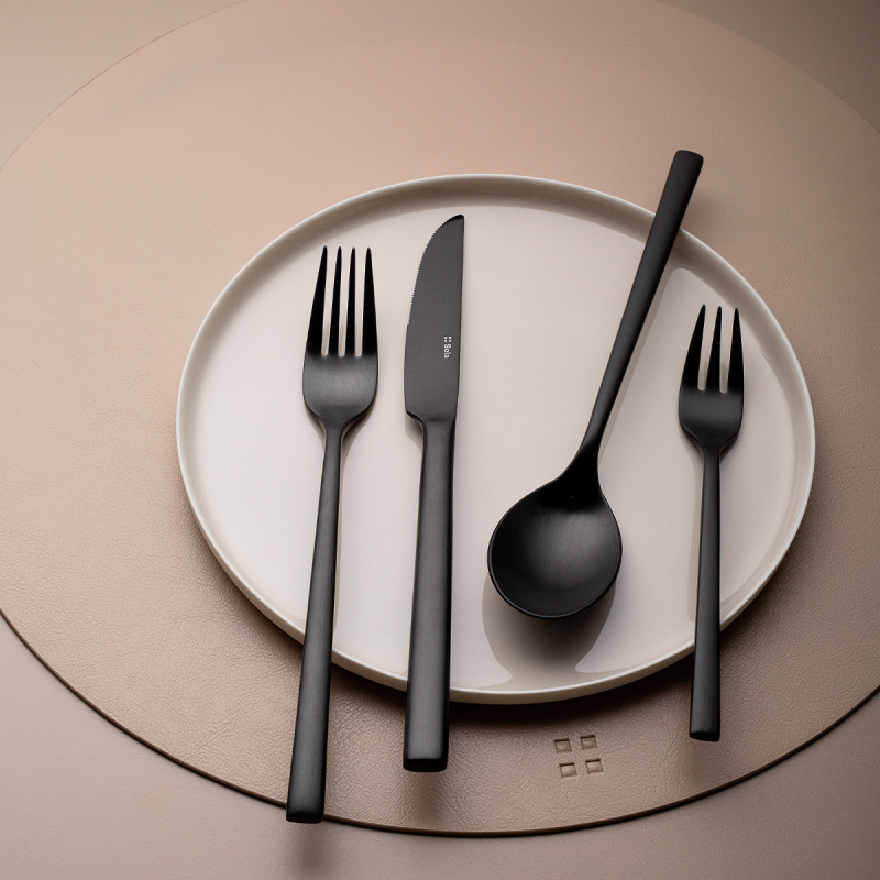 Set tacâmuri 24 piese Living negru | Sola Premium