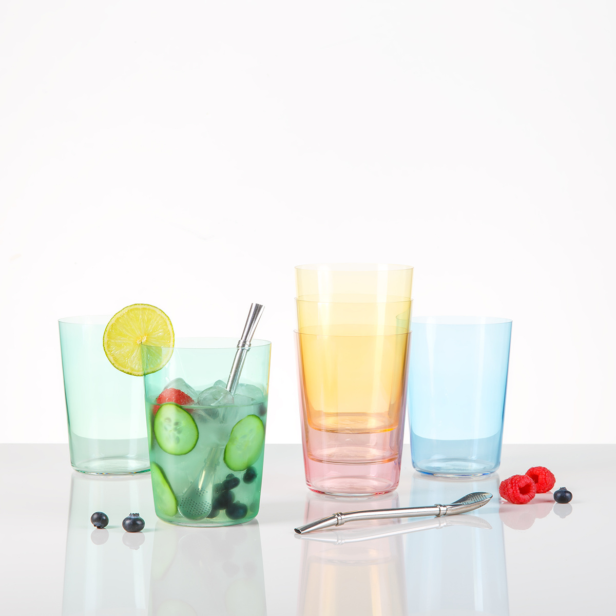 Pahare Tumbler verzi 515 ml set 6 buc – 21st Century Glas Lunasol META Glass