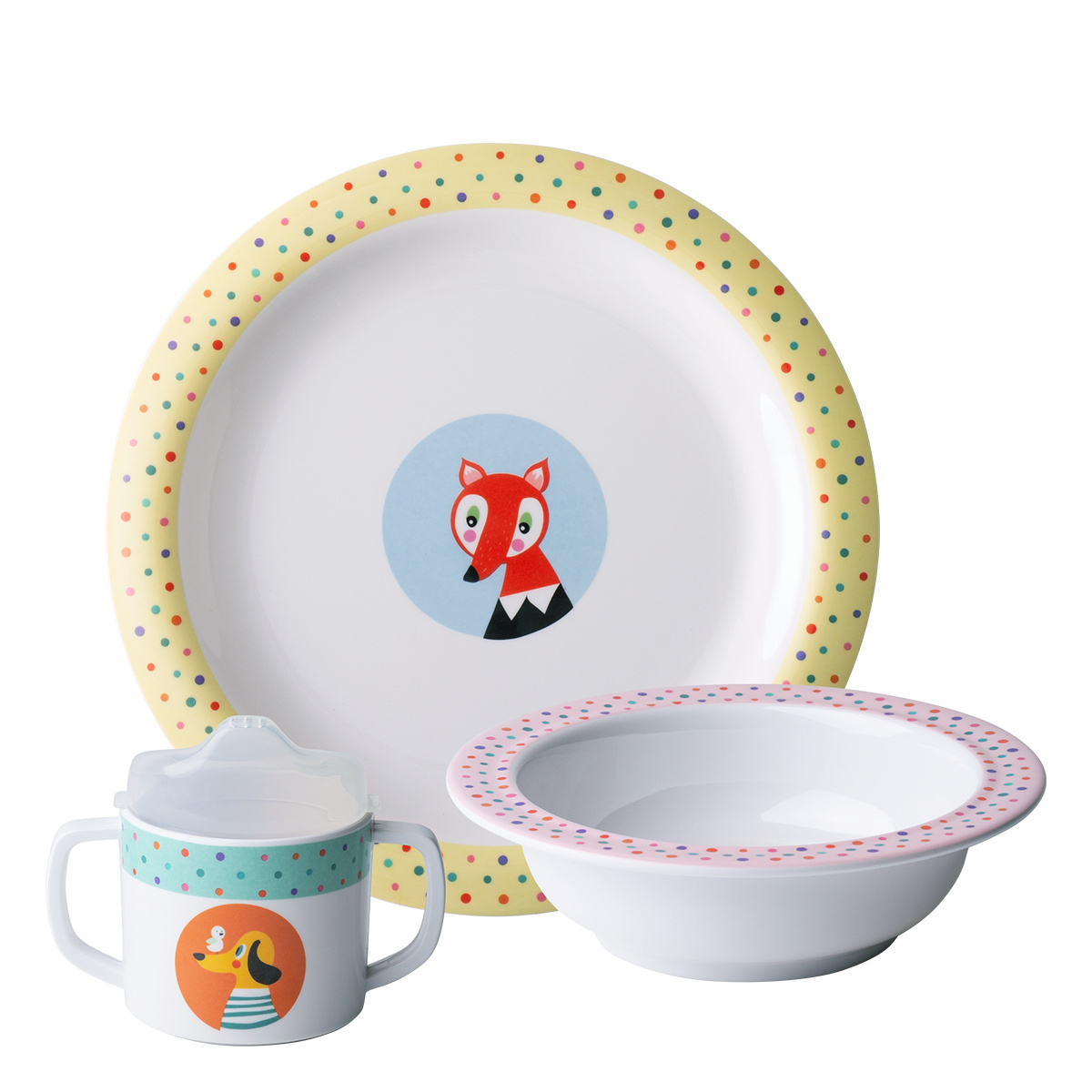 Set pentru copii din melamină 3 piese – Kids WORLD Animals