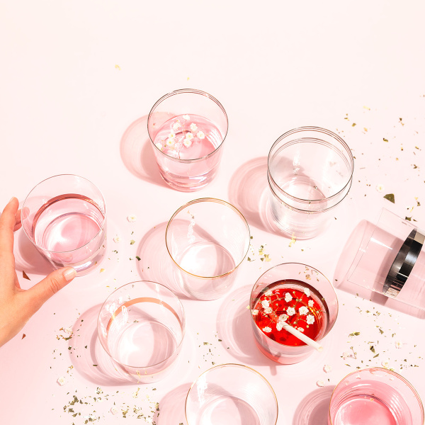 Pahare Tumbler cu dungă platinată 440 ml set 6 buc - 21st Century Glas Lunasol META Glass