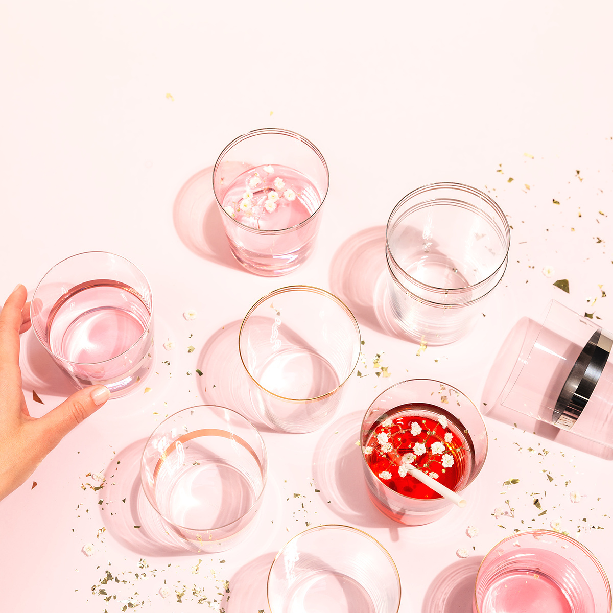 Pahare Tumbler cu dungă platinată 440 ml set 6 buc - 21st Century Glas Lunasol META Glass