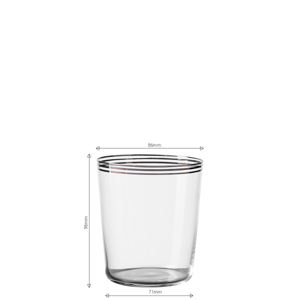 Pahar Tumbler cu trei dungi platinate 440 ml - 21st Century Glas