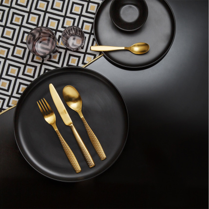 Set tacâmuri 24 buc. - Gaya All Satin auriu - Chevron