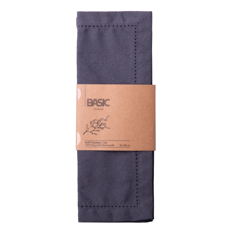 Napron din bumbac gri oțel 32 x 48 cm 2 buc – Basic Ambiente