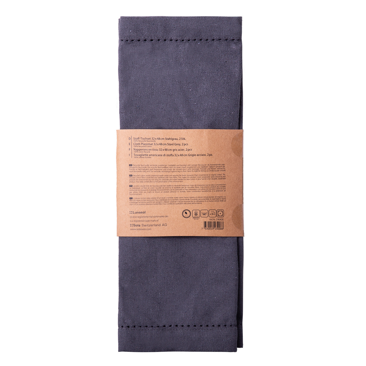 Napron din bumbac gri oțel 32 x 48 cm 2 buc – Basic Ambiente