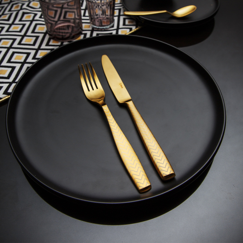 Set tacâmuri 24 buc. - Gaya All Satin auriu - Chevron