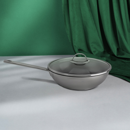 Wok cu capac de sticlă ø 28 cm | Orion Inox