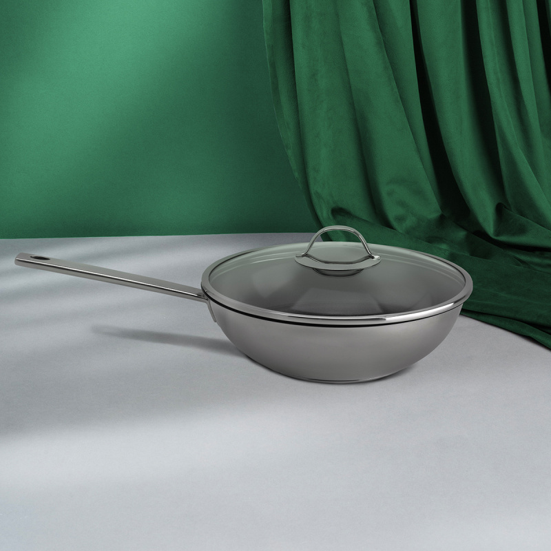Wok cu capac de sticlă ø 28 cm | Orion Inox