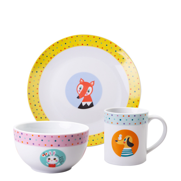 Set de porțelan pentru copii 3 piese – KIDS World Animals