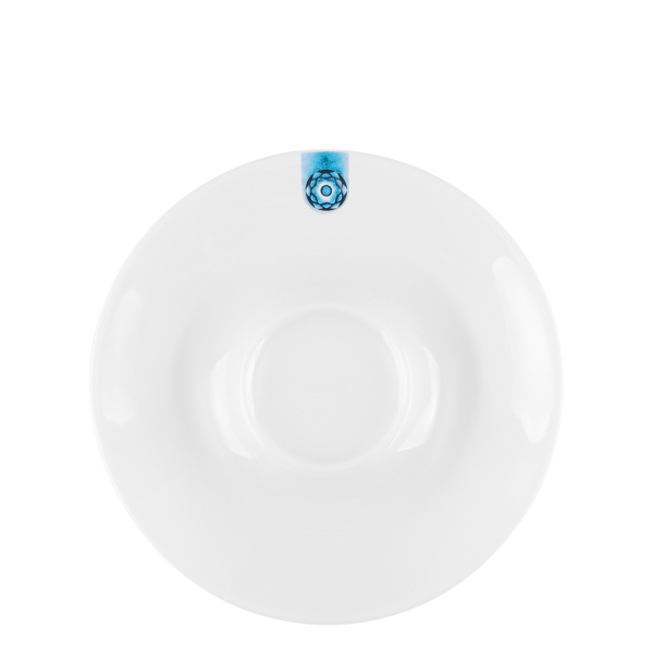 Farfurioară pentru cafea/ceai cu ornament albastru 15 cm – Gaya RGB