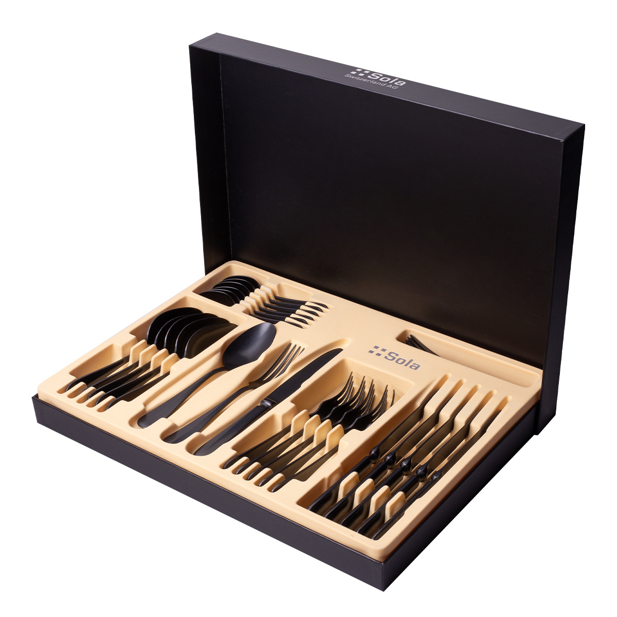 Set tacâmuri 30 buc. - Baguette Vintage PVD Black Stone Wash