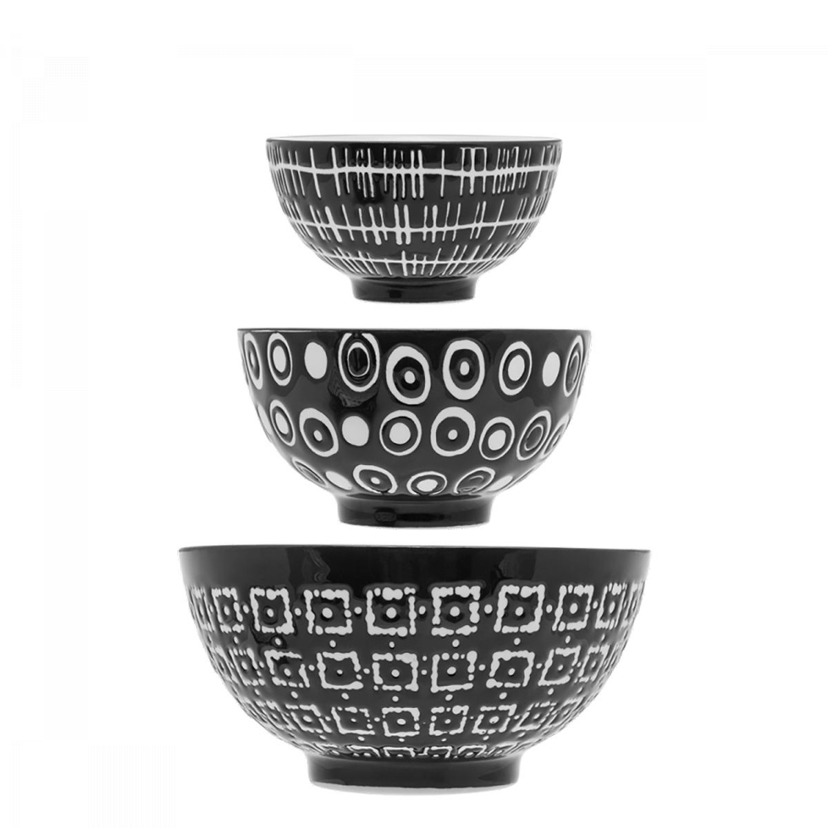 Set boluri pentru cereale 3 buc. - Basic Dots Black
