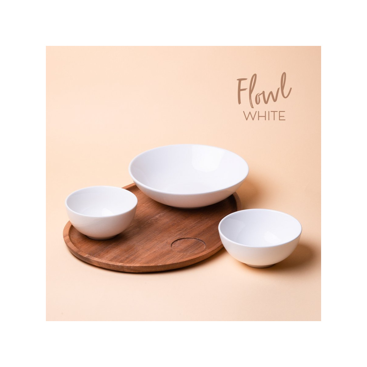 Set Flowl – Boluri Gaya Atelier albe + Tavă Triangle Acacia