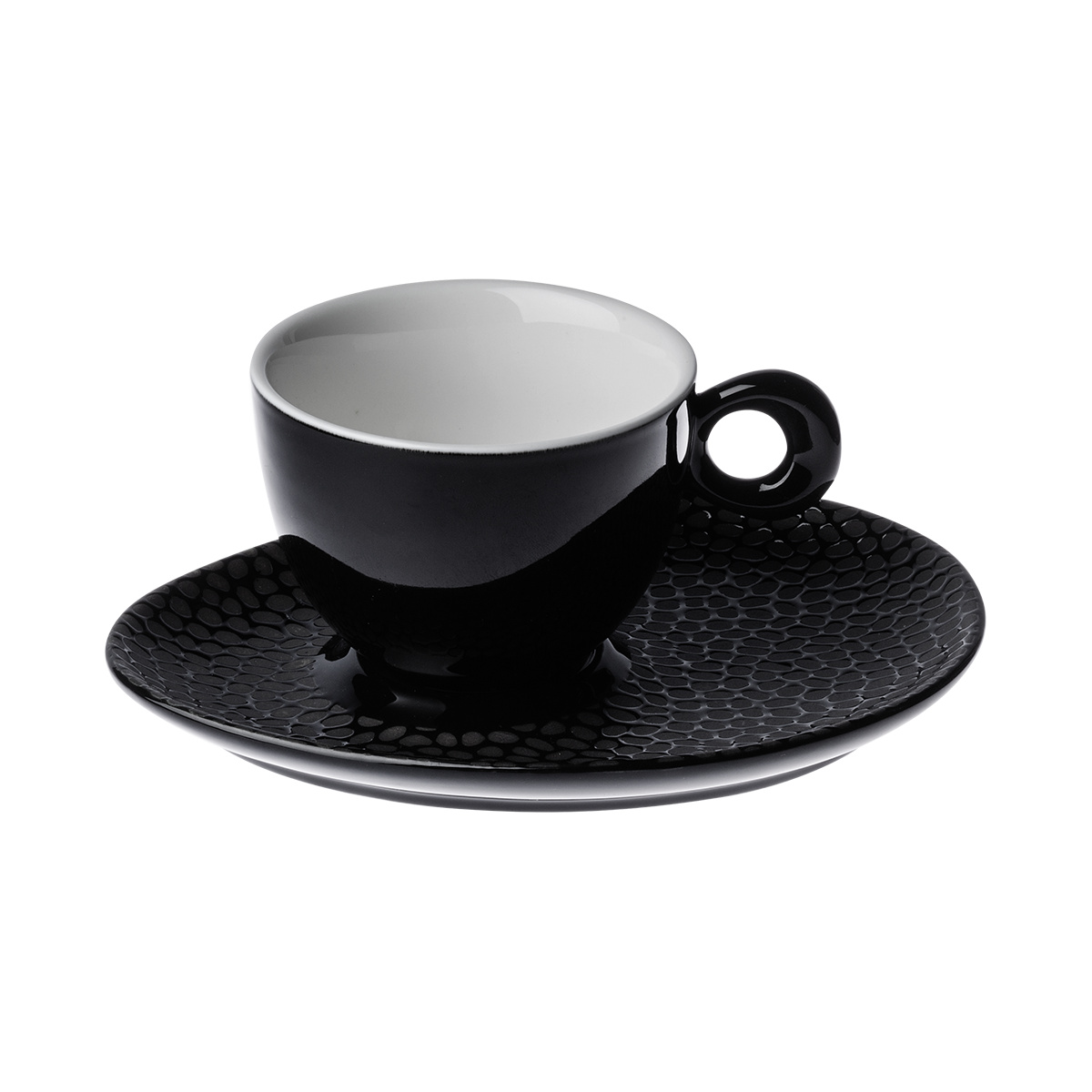 Farfurioară pentru cafea structurată negru-gri – Flow
