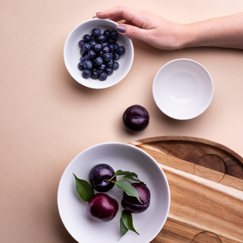 Set Flowl – Boluri Gaya Atelier albe + Tavă Triangle Acacia